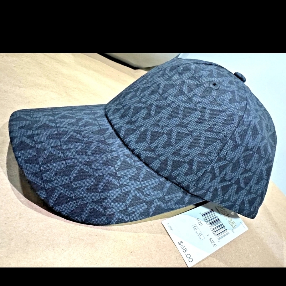 Michael Kors Printed MK Logo Adjustable Cap Hat Black $68